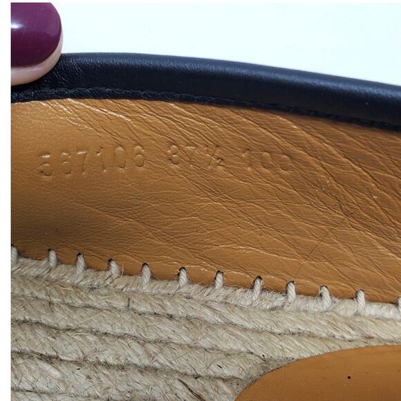 Gucci Microguccissima Signature Espadrilles Leather Black Spain Size 37.5 US 7.5 - Picture 10 of 14